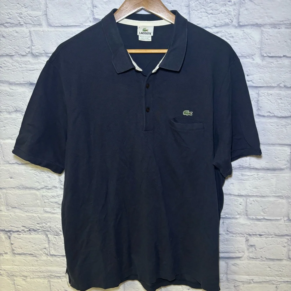 LACOSTE Mens Polo Shirt Size 8 3XL Navy Blue Cotton Quiet Luxury Golf Career - Picture 2 of 12